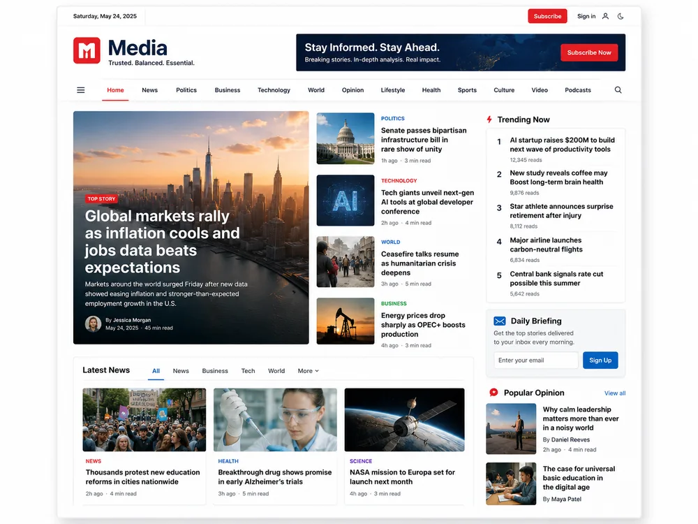 Приклад новинного сайту Media